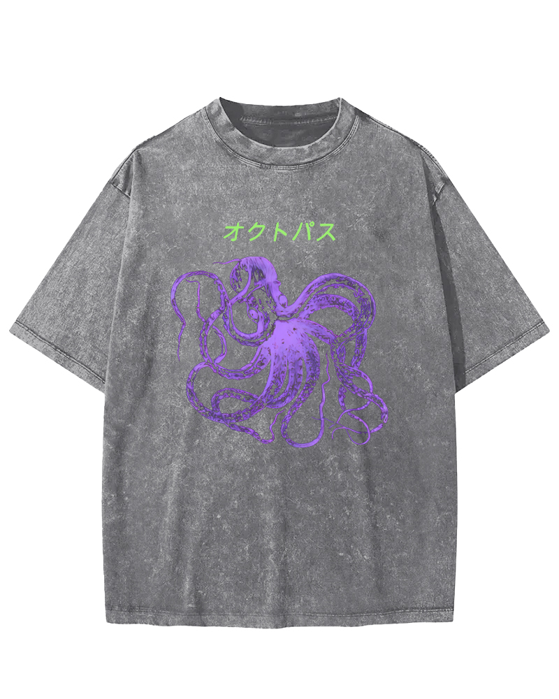 Japanese Octopus Vintage Washed T-shirt