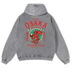 Osaka Dotonbori Drunken Octopus Vintage Washed Cotton Back Art Hoodie