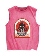 Ramen Lover Octopus Vintage Distressed Washed Tank Top