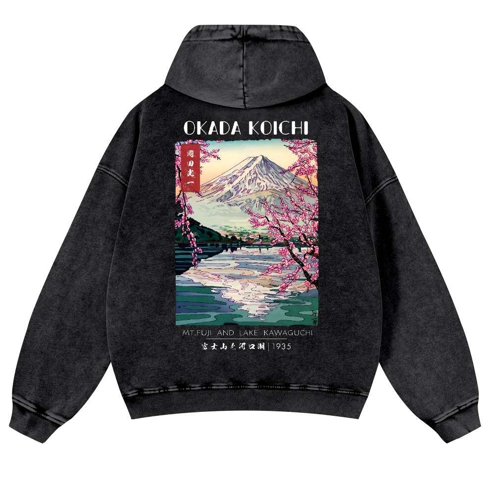 Okada Koichi Vintage Washed Cotton Back Art Hoodie