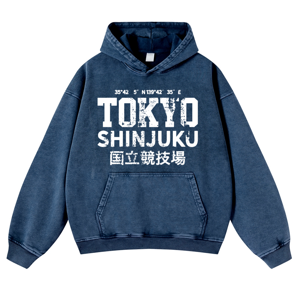 Tokyo Shinjuku intage Washed Thick Cotton Hoodie