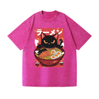 Ramen Black Cat Vintage Wash Japanese Design T-Shirt