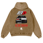 Initial D Vintage Washed Cotton Back Art Hoodie