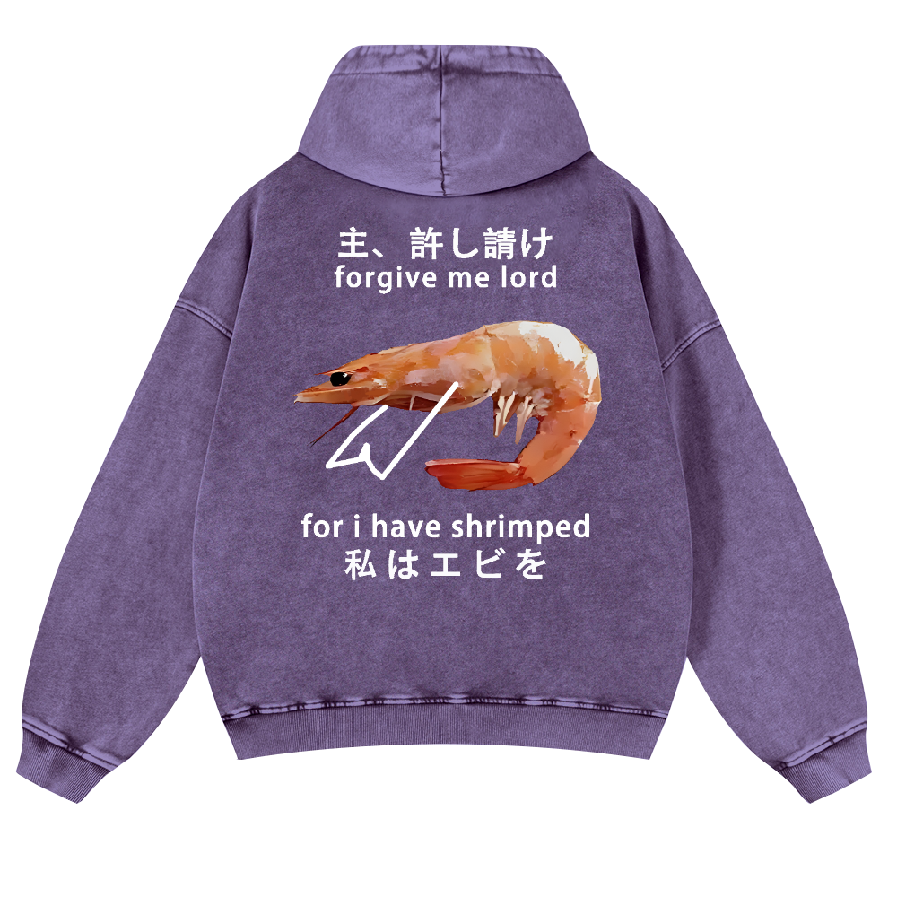 Shrimp Vintage Washed Cotton Back Art Hoodie