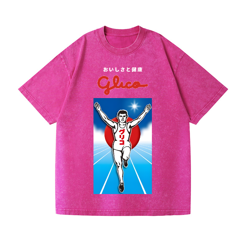 Osaka Dotonbori Glico Running Man Vintage Wash Japanese Design T-Shirt