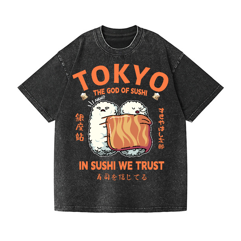 Sushi Vintage Wash Japanese Design T-Shirt