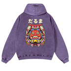 Daruma Vintage Washed Cotton Back Art Hoodie