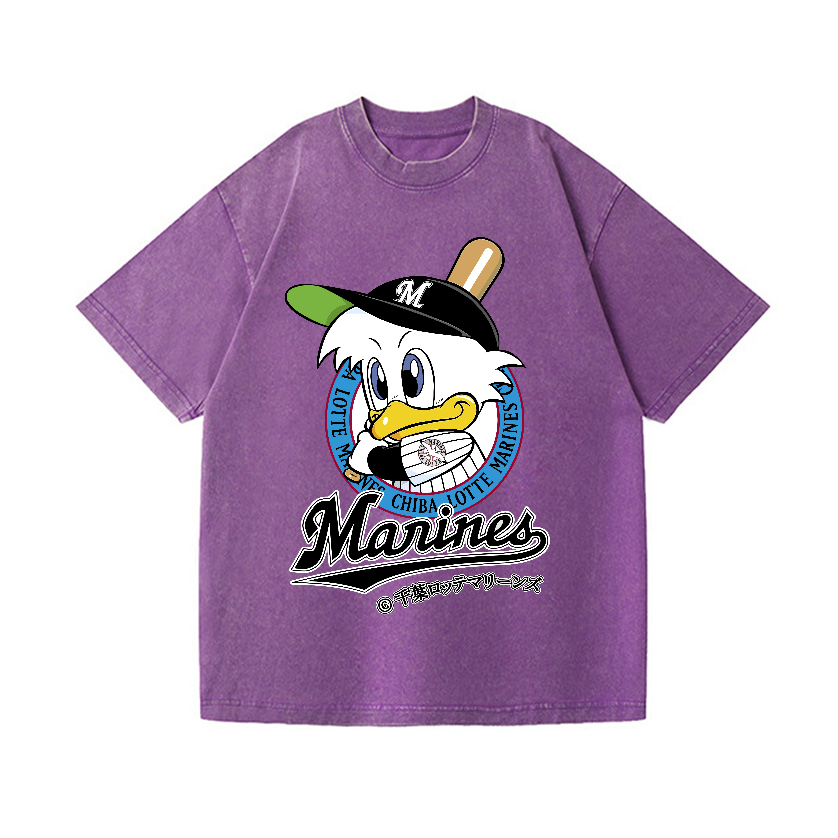 Chiba Lotte Marines Baseball Vintage Wash Japanese Design T-Shirt