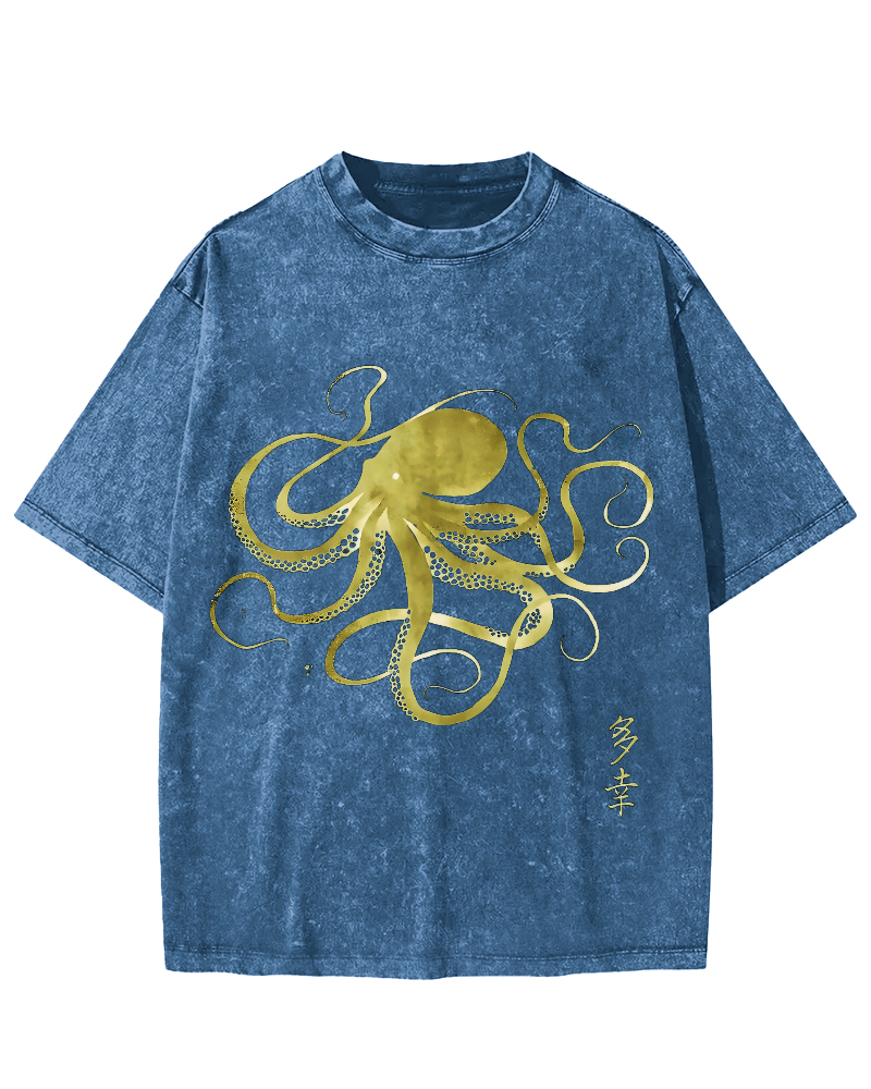 Japanese Octopus Vintage Washed T-shirt