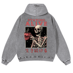 Skull Vintage Washed Cotton Back Art Hoodie