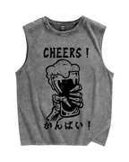 Cheers Vintage Distressed Washed Tank Top