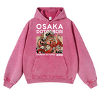 Osaka Dotonbori Drunken Octopus Vintage Washed Thick Cotton Hoodie