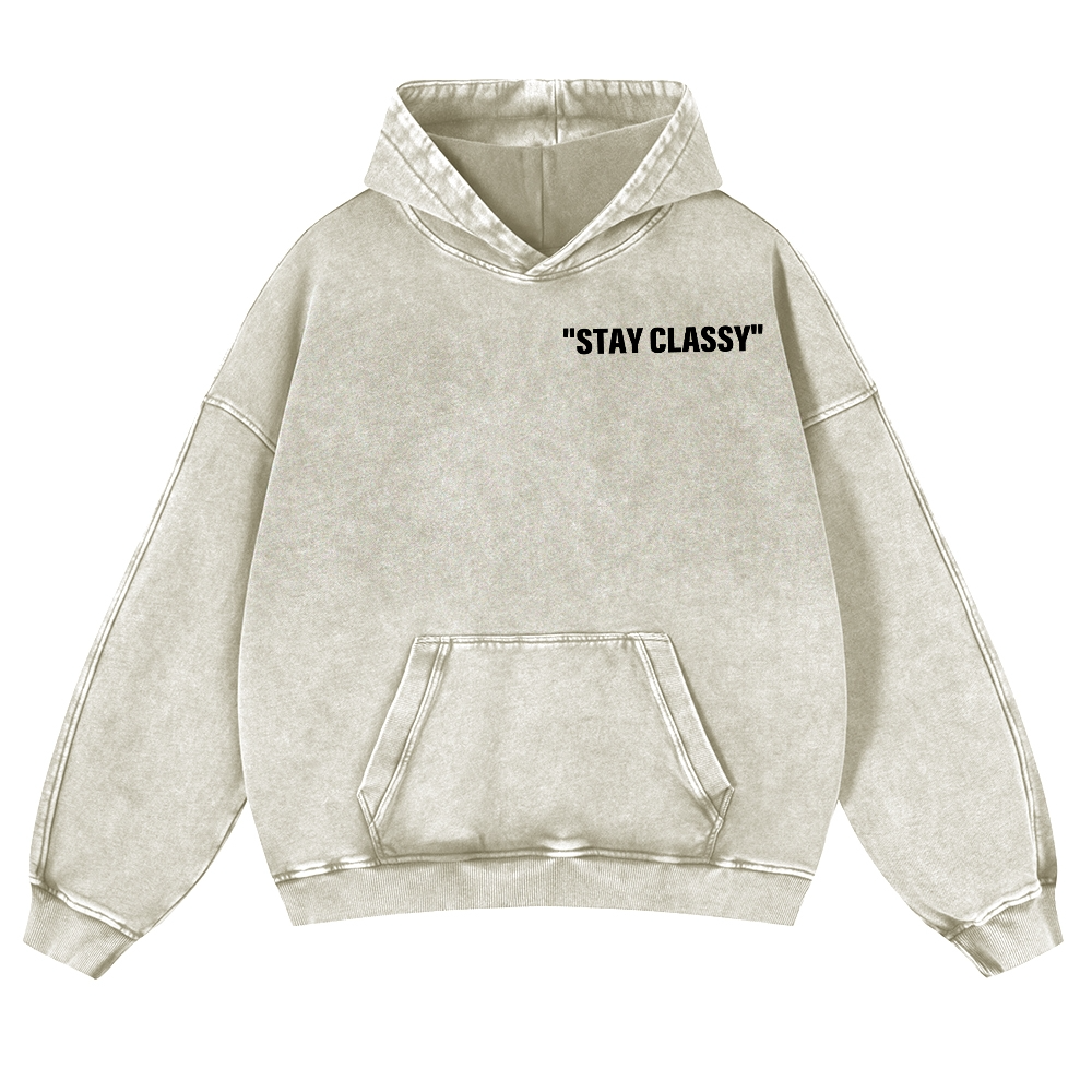 Stay Classy Bird Vintage Washed Cotton Back Art Hoodie
