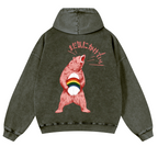 Bear Vintage Washed Cotton Back Art Hoodie