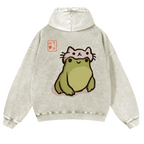 Frog Vintage Washed Cotton Back Art Hoodie
