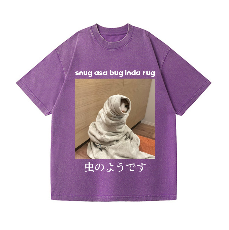 Snug Cat Vintage Wash Japanese Design T-Shirt