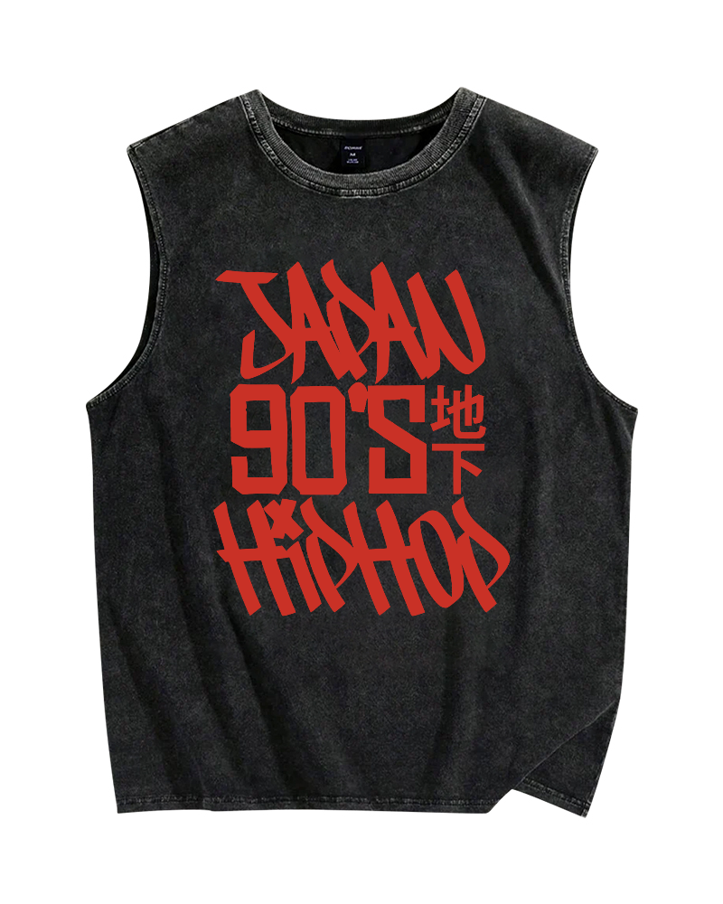 Japan 90s Hiphop Vintage Distressed Washed Tank Top