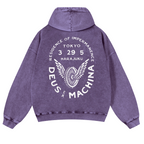 Harajuku Vintage Washed Cotton Back Art Hoodie