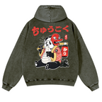 Panda Vintage Washed Cotton Back Art Hoodie