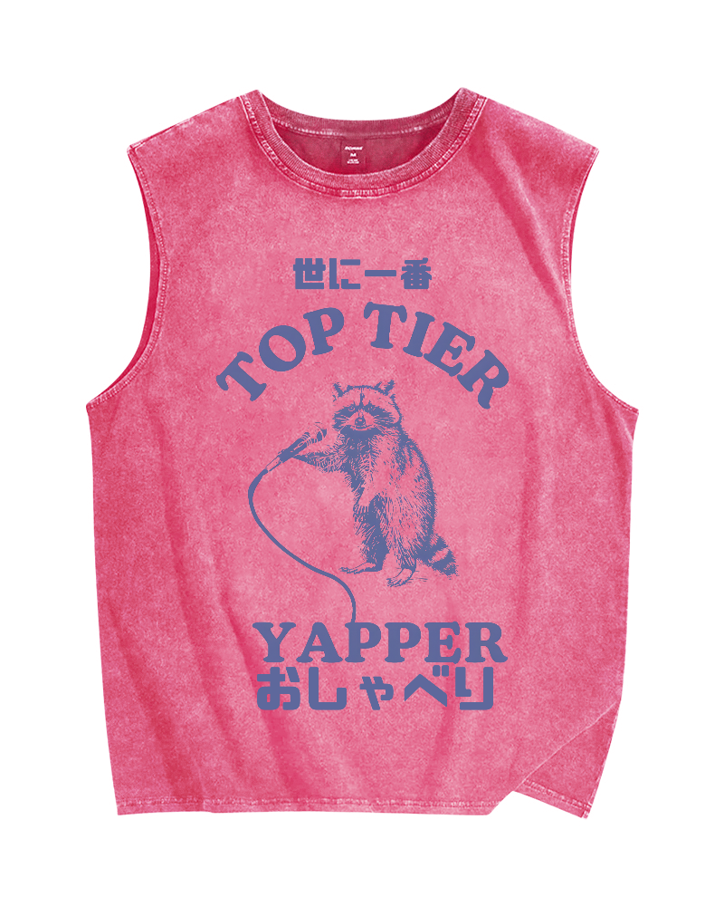 Top tier yapper Vintage Distressed Washed Tank Top