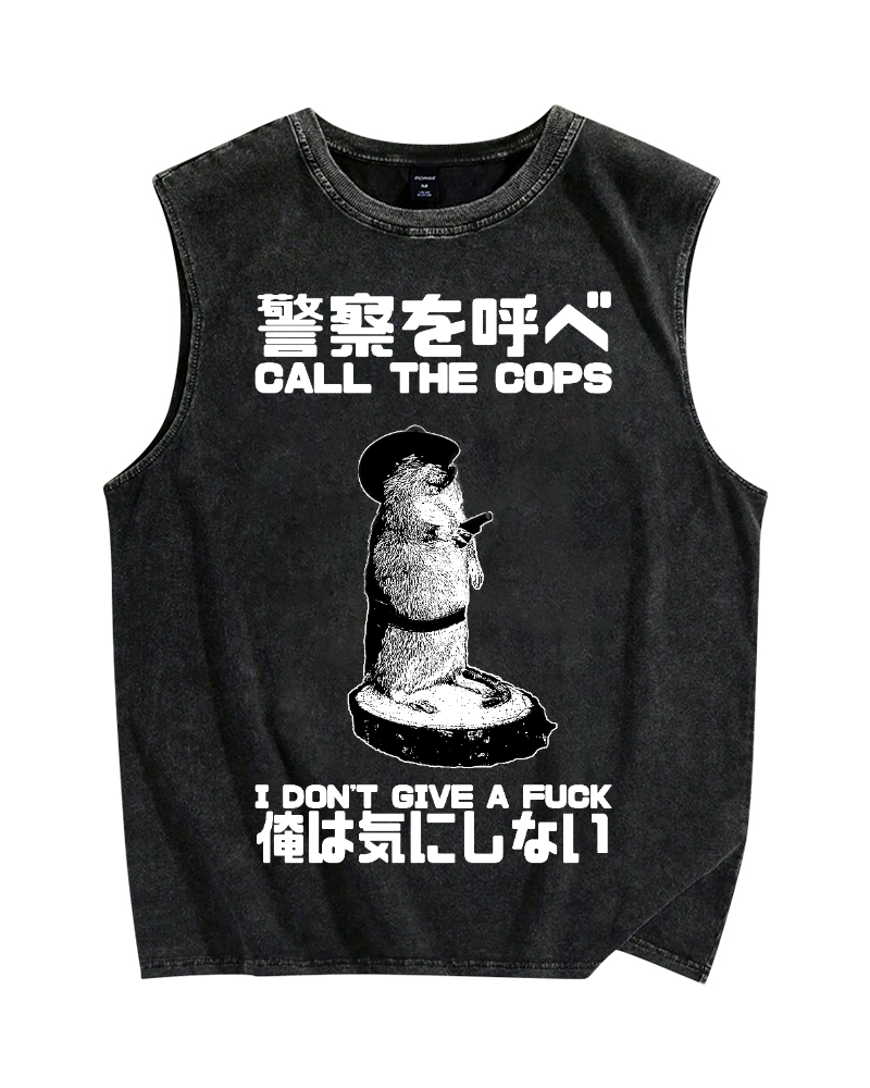 Call the cops I dont care Vintage Distressed Washed Tank Top