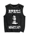 Call the cops I dont care Vintage Distressed Washed Tank Top