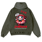 Daruma Vintage Washed Cotton Back Art Hoodie