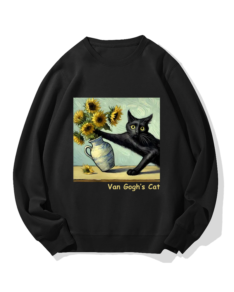 Van Gogh's Naughty Cat Cotton Sweatshirt