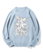 Cat & Skeleton Cotton Sweatshirt