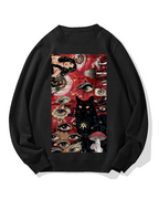 Psychedelic Black Cat Cotton Sweatshirt