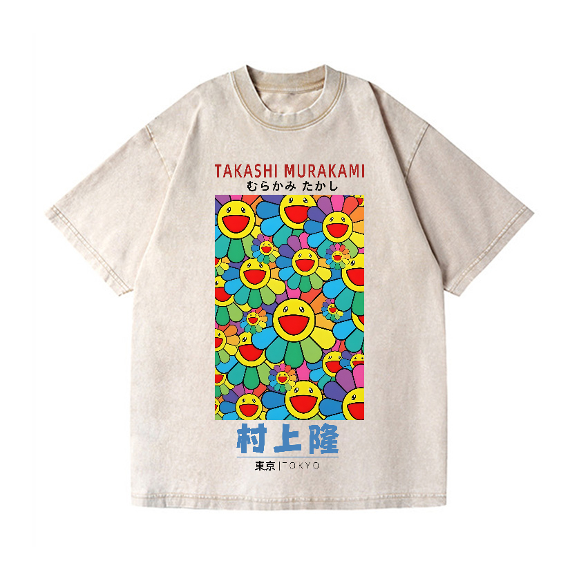 Japan Sunflowe Vintage Wash Japanese Design T-Shirt