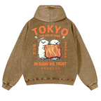 Sushi Vintage Washed Cotton Back Art Hoodie