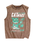 Cat Wars Vintage Distressed Washed Tank Top