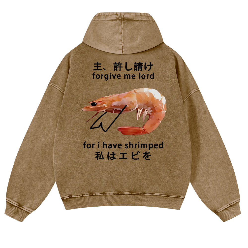 Shrimp Vintage Washed Cotton Back Art Hoodie