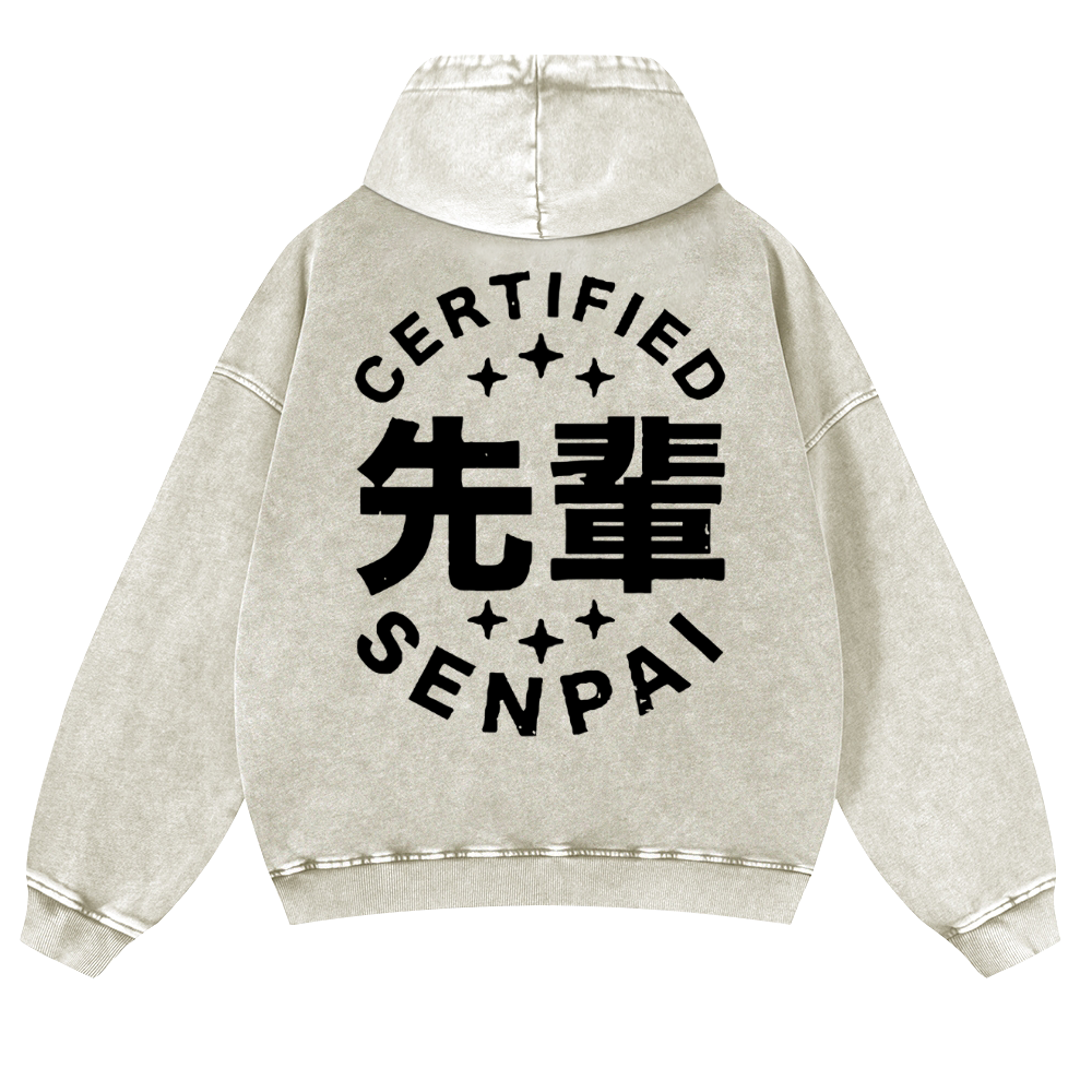 Certified Senpai Vintage Washed Cotton Back Art Hoodie