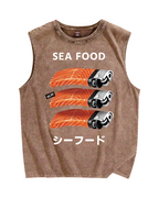 Sea Food Vintage Distressed Washed Tank Top