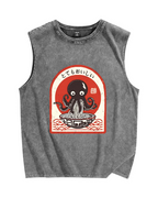 Ramen Lover Octopus Vintage Distressed Washed Tank Top