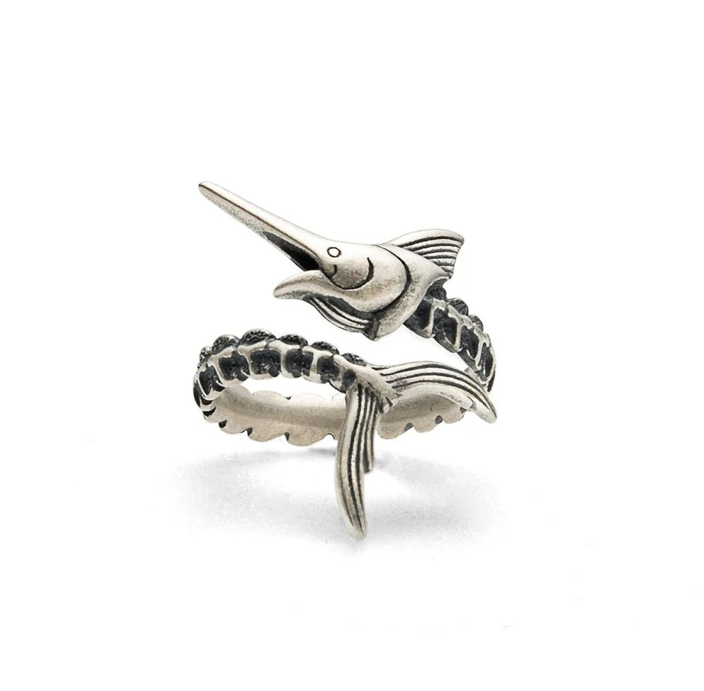 Sterling Silver Marlin Skeleton Wrap Ring
