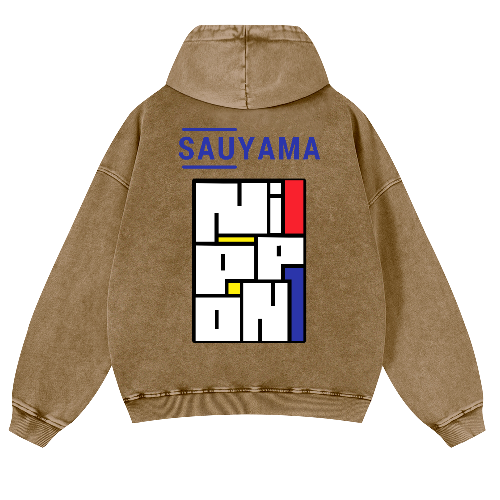 Sauyama Nippon Vintage Washed Cotton Back Art Hoodie