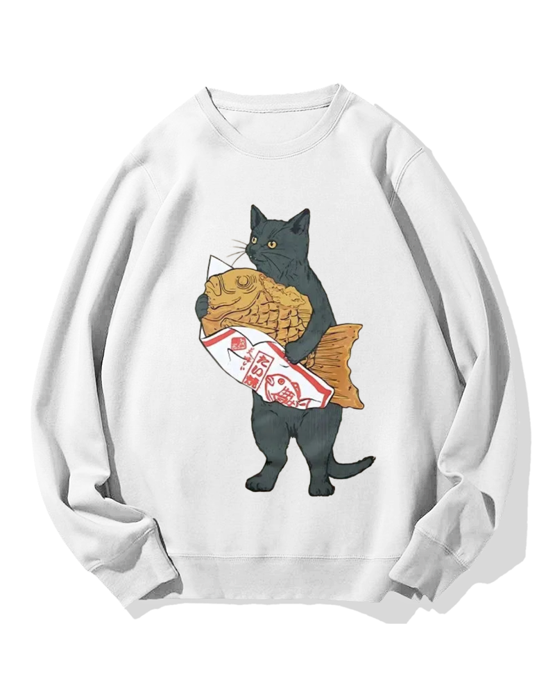Cat holding taiyaki Cotton Sweatshirt