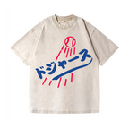 Dream Dodgers Baseball Vintage Wash Japanese Design T-Shirt