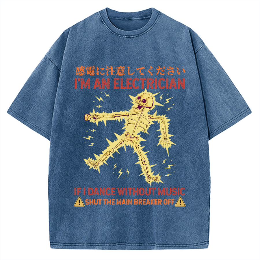 Electrician Dance Skeleton Vintage Washed T-shirt