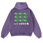 Fish Vintage Washed Cotton Back Art Hoodie