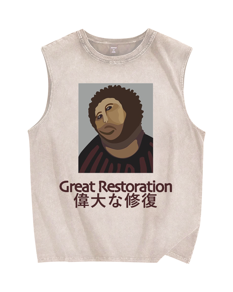 Great restoration Vintage Distressed Washed Tank Top