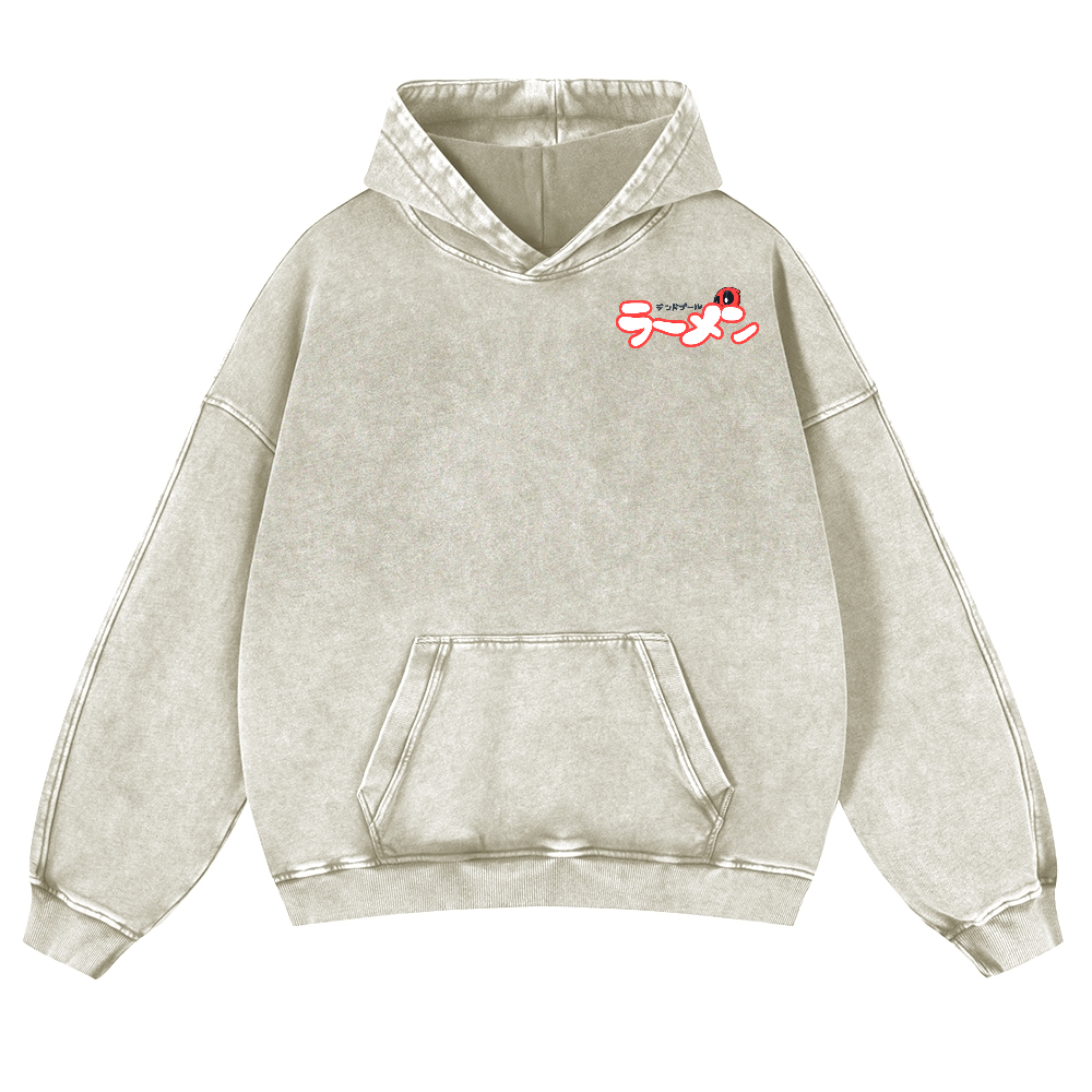 Ramen Hero Vintage Washed Cotton Back Art Hoodie