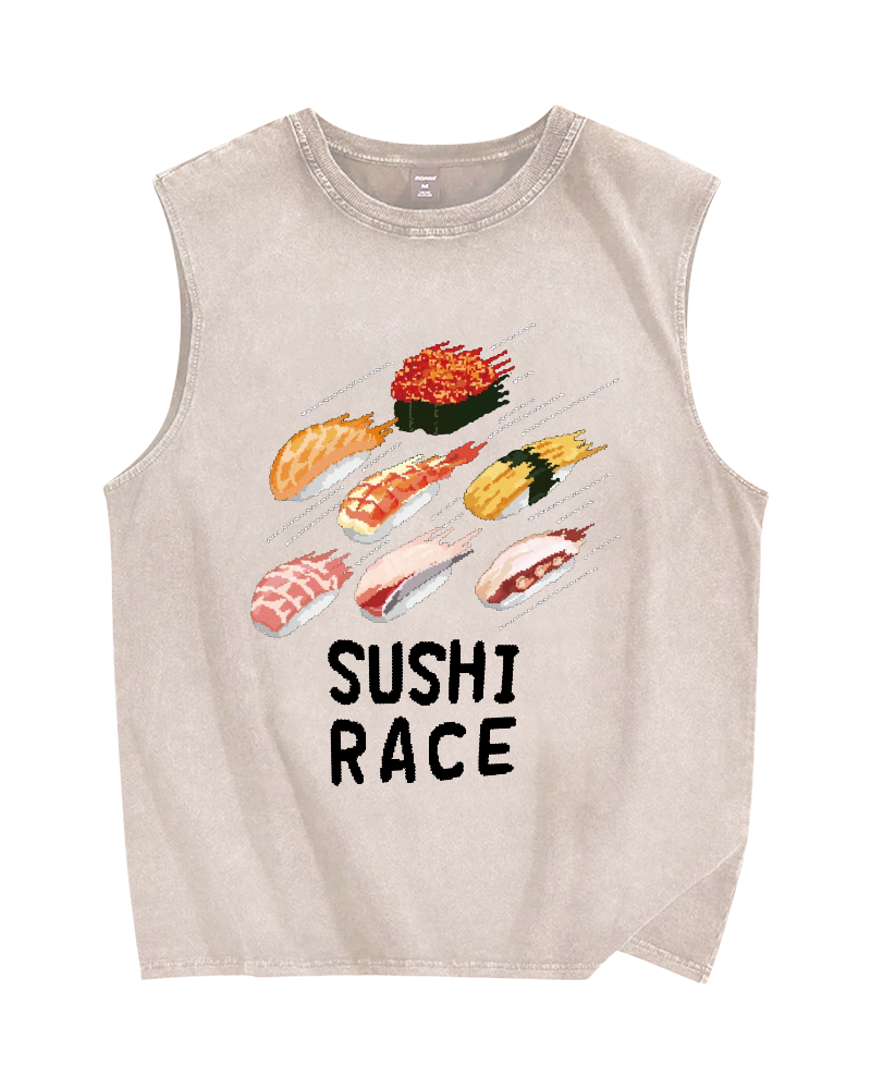 Sushi race Vintage Distressed Washed Tank Top