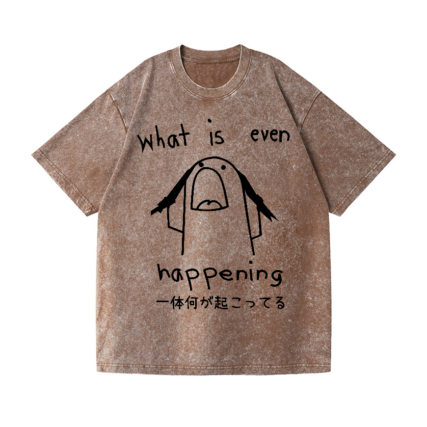 What Is Happening Vintage Wash Japanese Design T-Shirt