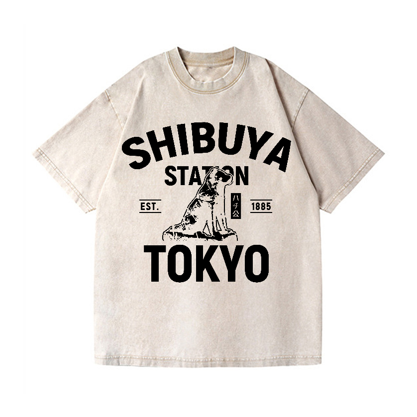 Shibuya Hachiko Vintage Wash Japanese Design T-Shirt