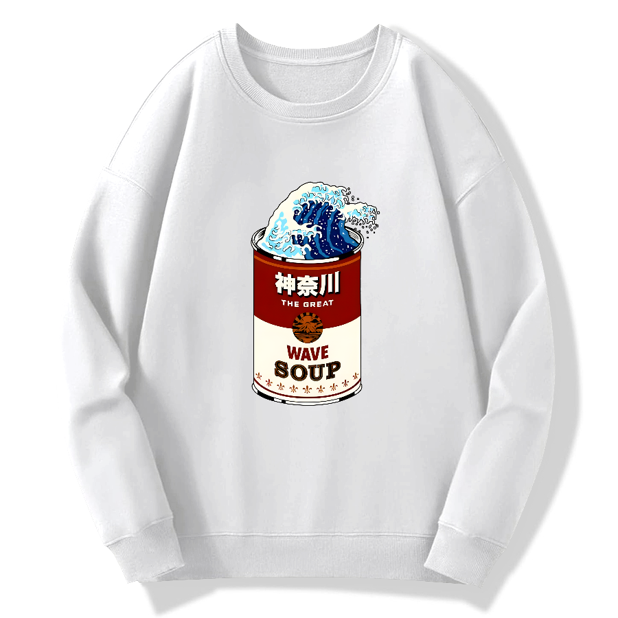 Kanagawa Retro Cotton Pullover Sweatshirt
