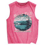 Mountain Fuji Japan Vintage Distressed Washed Tank Top
